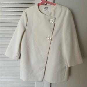 Zara Kids Girls Cream Coat Size 6-7 (122 cm) Elegant Dress Coat